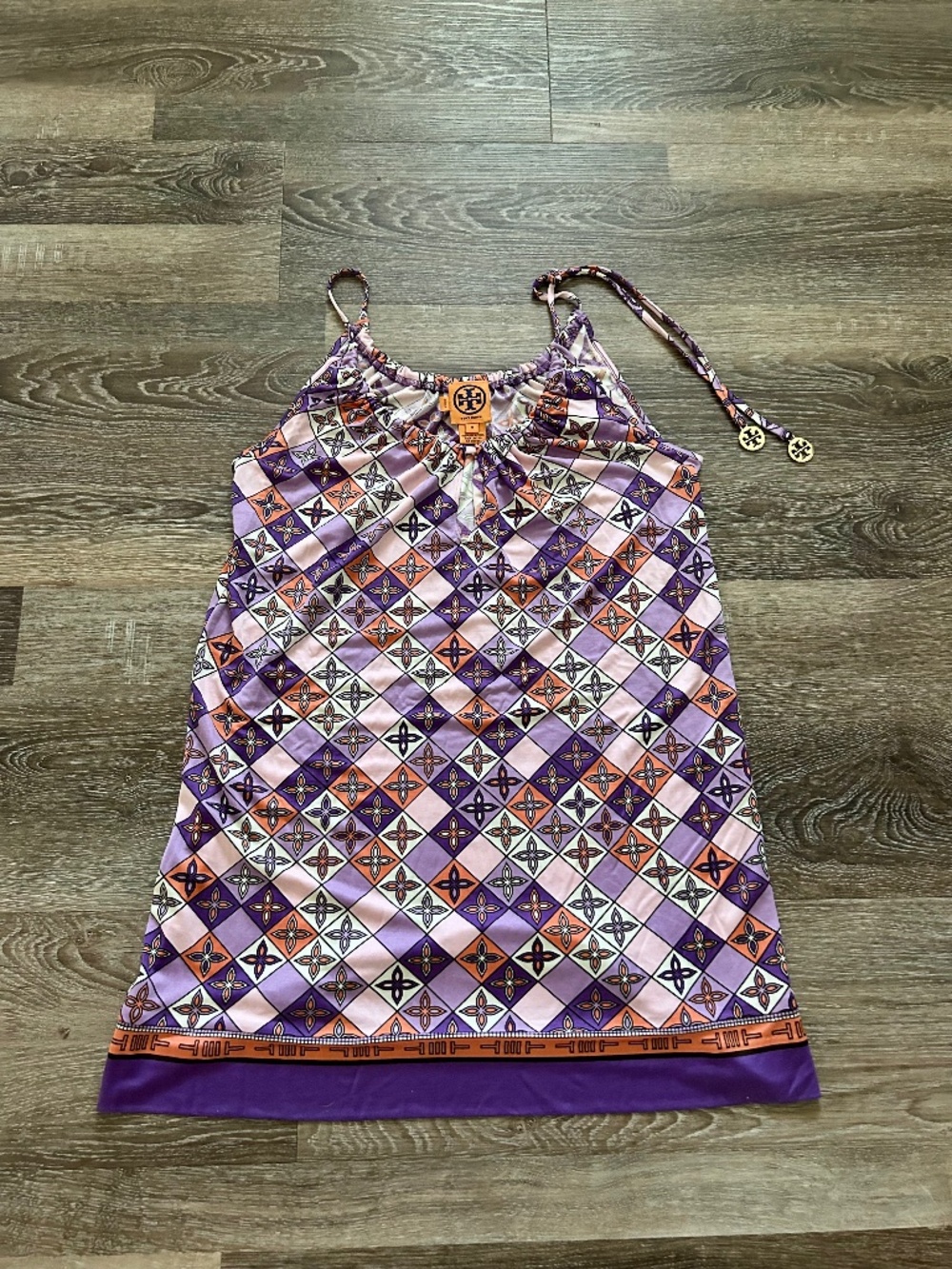 Tory Burch Geometric Print Sleeveless 100% Silk Women’s Top Sz Medium